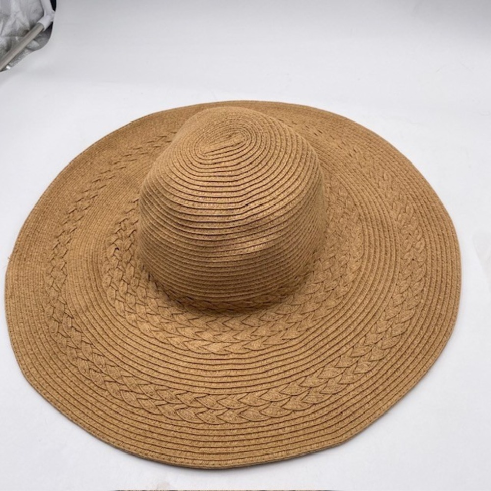 LC Lauren Conrad Wide Brim Sun Hat Womens One Size Tan Braided Straw Boho Summer